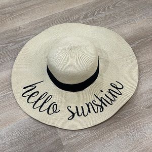 “Hello Sunshine” Adjustable & Collapsable Summer Hat with Black Ribbon